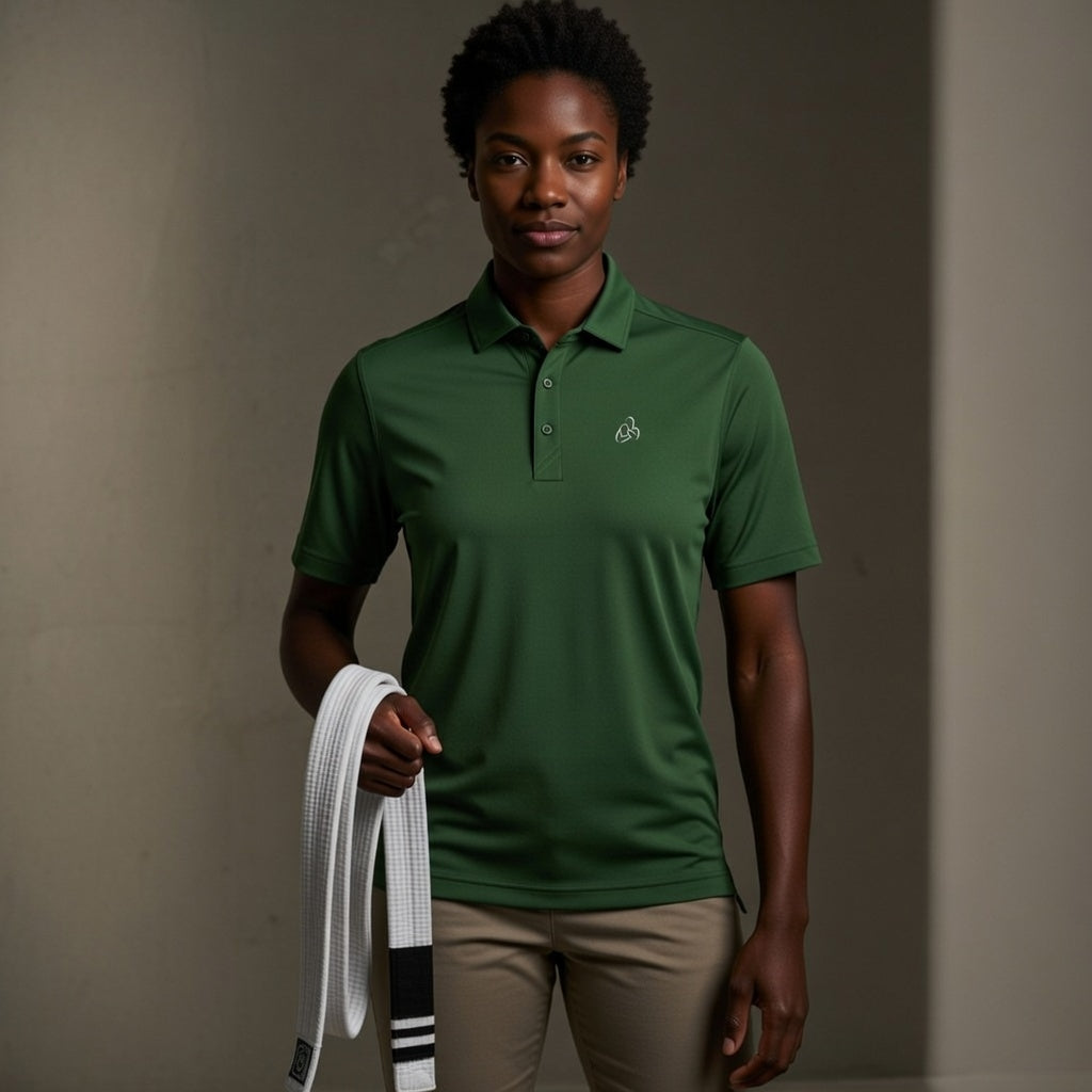 Ladies White Ranked Logo Polo