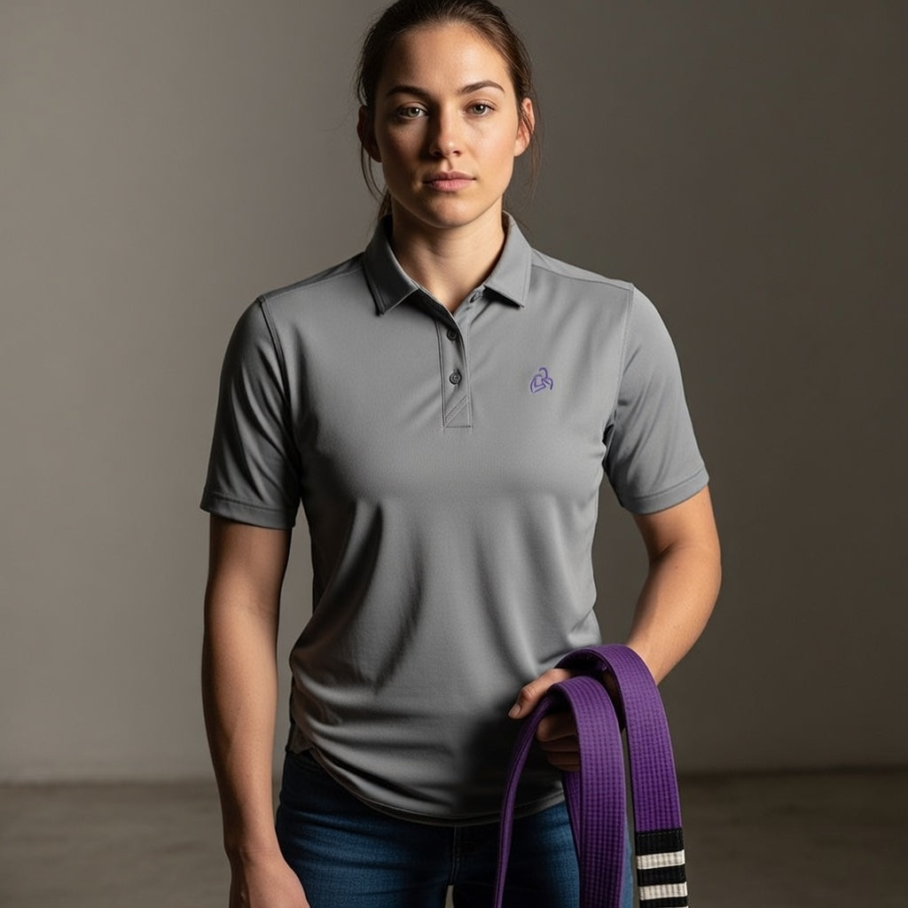 Ladies Purple Ranked Logo Polo